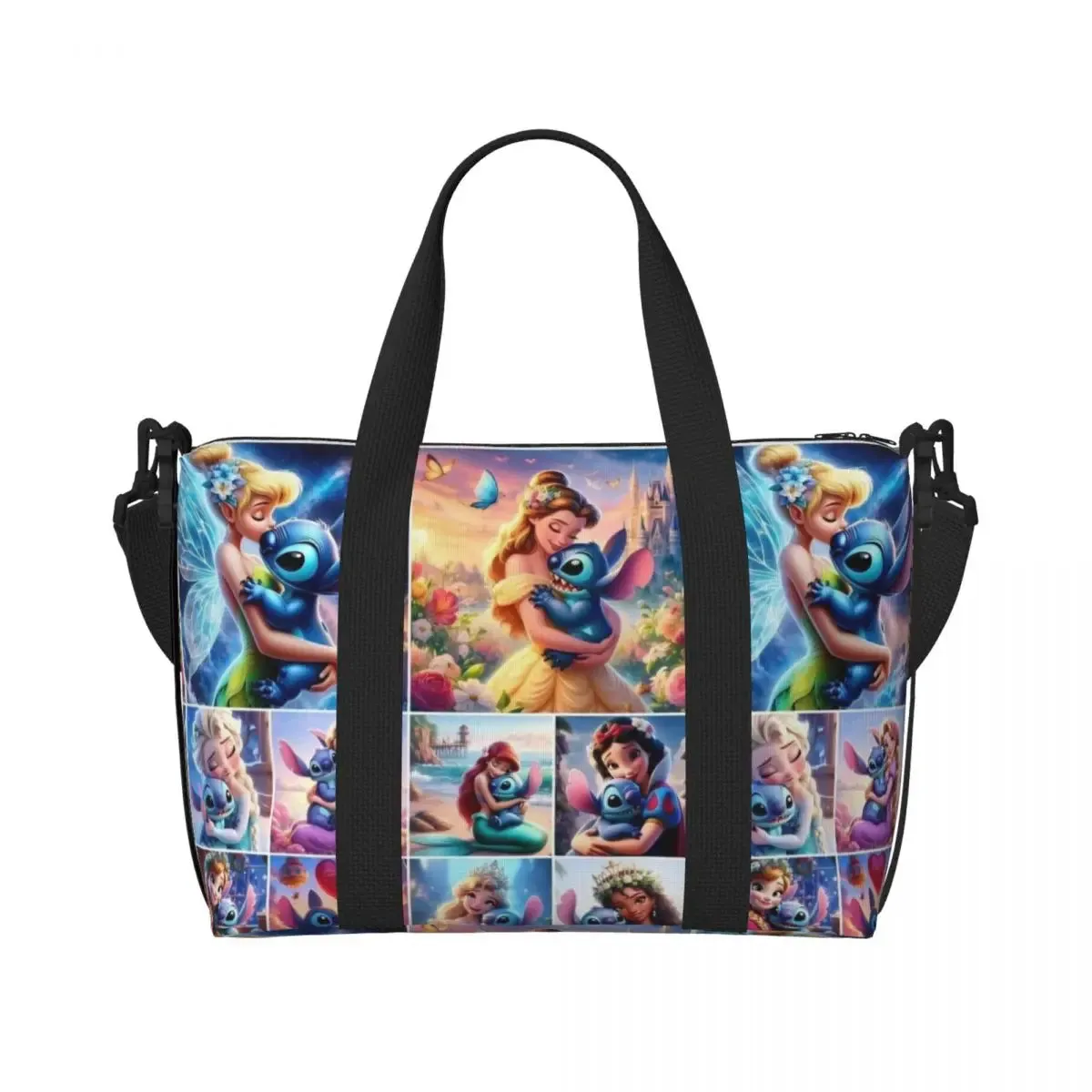 Custom Tinker Bell Stitch Wallpaper Tote Bag Women Large Capacity Beach Gym Travel Bags