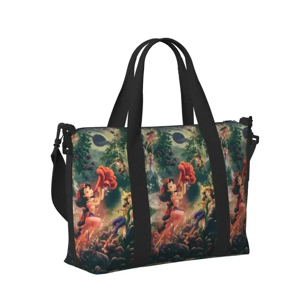 Custom Tinker Bell Stitch Wallpaper Tote Bag Women Large Capacity Beach Gym Travel Bags