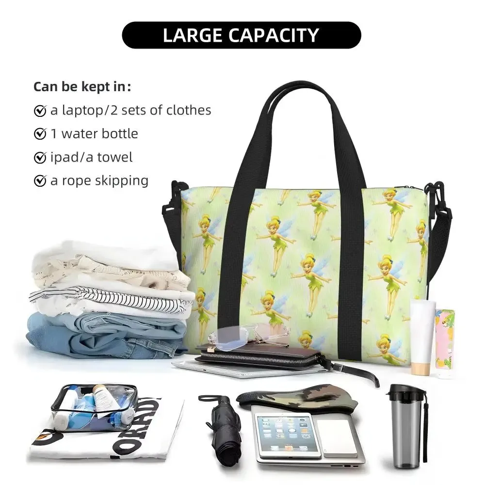 Custom Tinker Bell Stitch Wallpaper Tote Bag Women Large Capacity Beach Gym Travel Bags