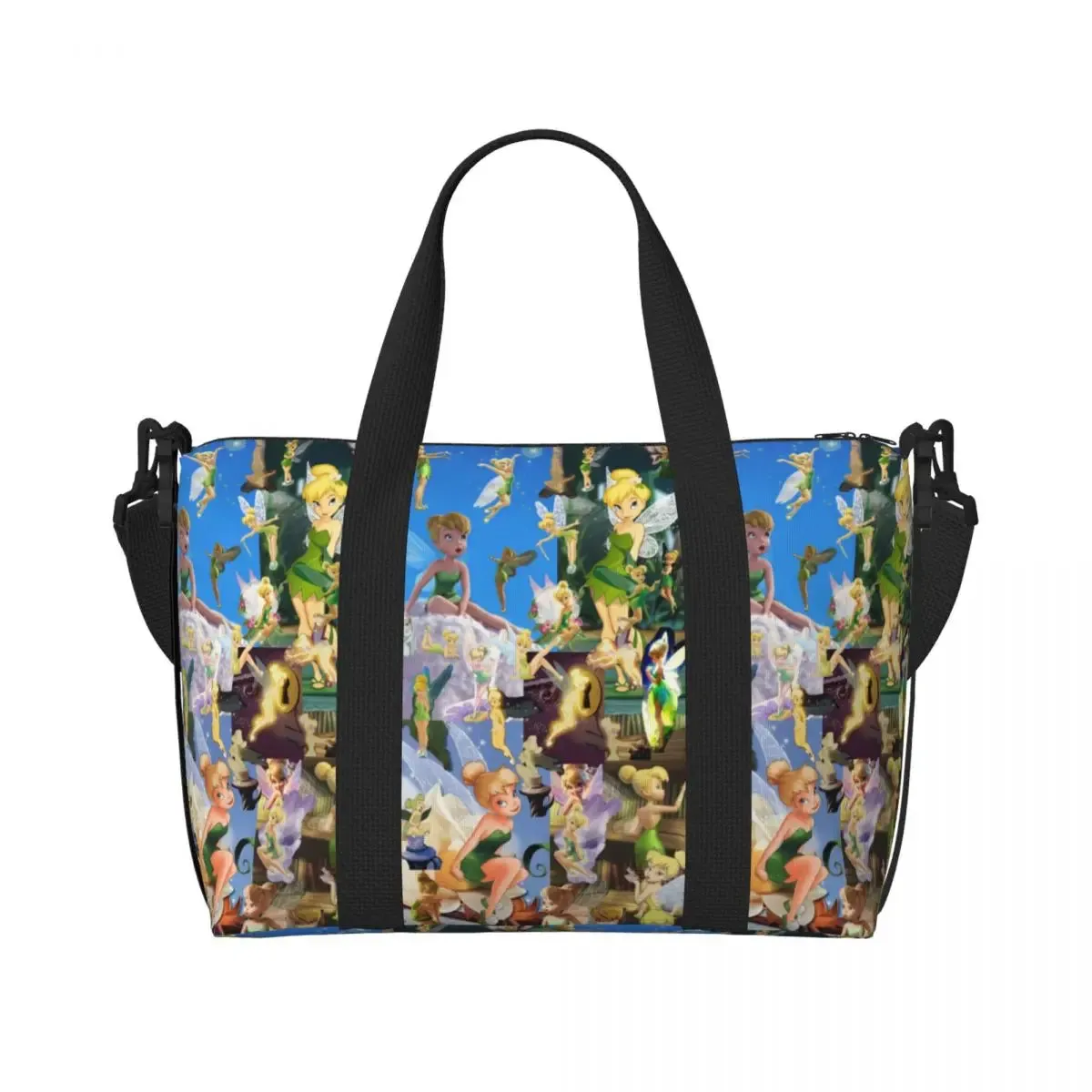Custom Tinker Bell Stitch Wallpaper Tote Bag Women Large Capacity Beach Gym Travel Bags