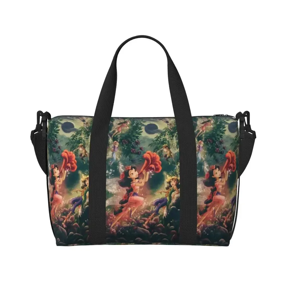 Custom Tinker Bell Stitch Wallpaper Tote Bag Women Large Capacity Beach Gym Travel Bags