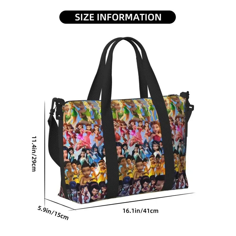 Custom Tinker Bell Stitch Wallpaper Tote Bag Women Large Capacity Beach Gym Travel Bags
