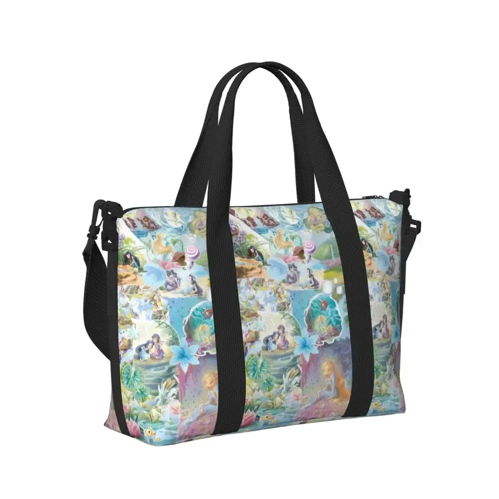 Custom Tinker Bell Stitch Wallpaper Tote Bag Women Large Capacity Beach Gym Travel Bags