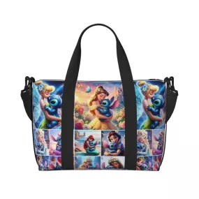 Custom Tinker Bell Stitch Wallpaper Tote Bag Women Large Capacity Beach Gym Travel Bags