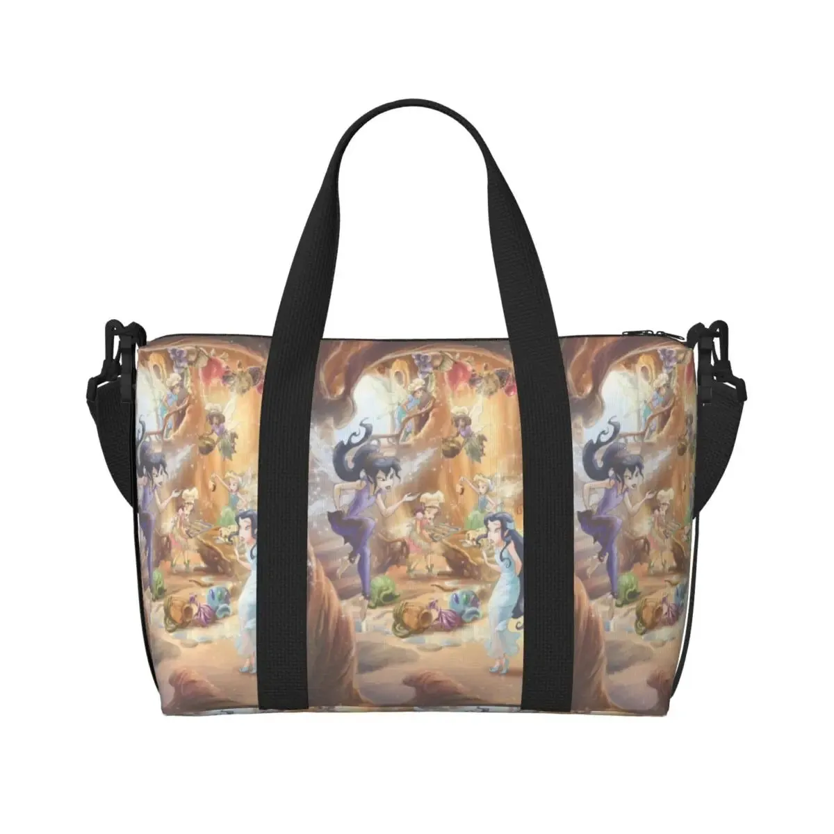 Custom Tinker Bell Stitch Wallpaper Tote Bag Women Large Capacity Beach Gym Travel Bags
