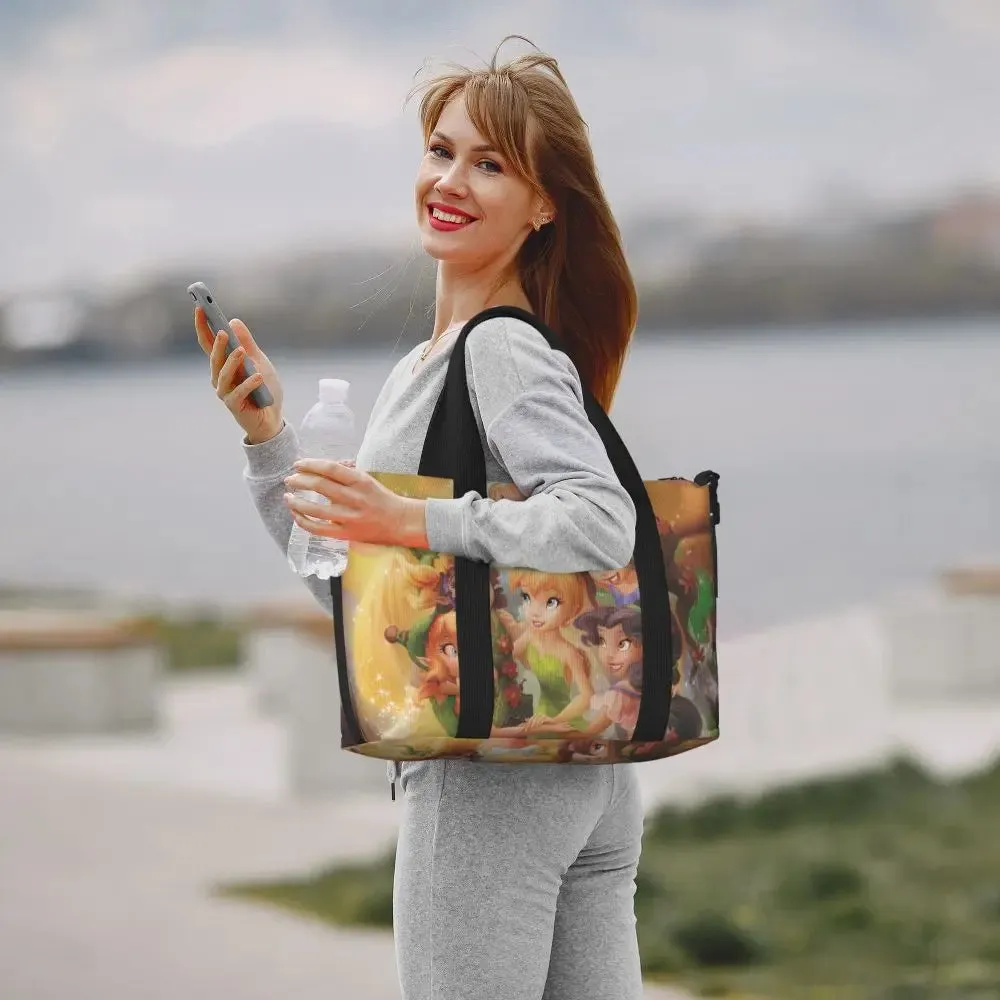 Custom Tinker Bell Stitch Wallpaper Tote Bag Women Large Capacity Beach Gym Travel Bags