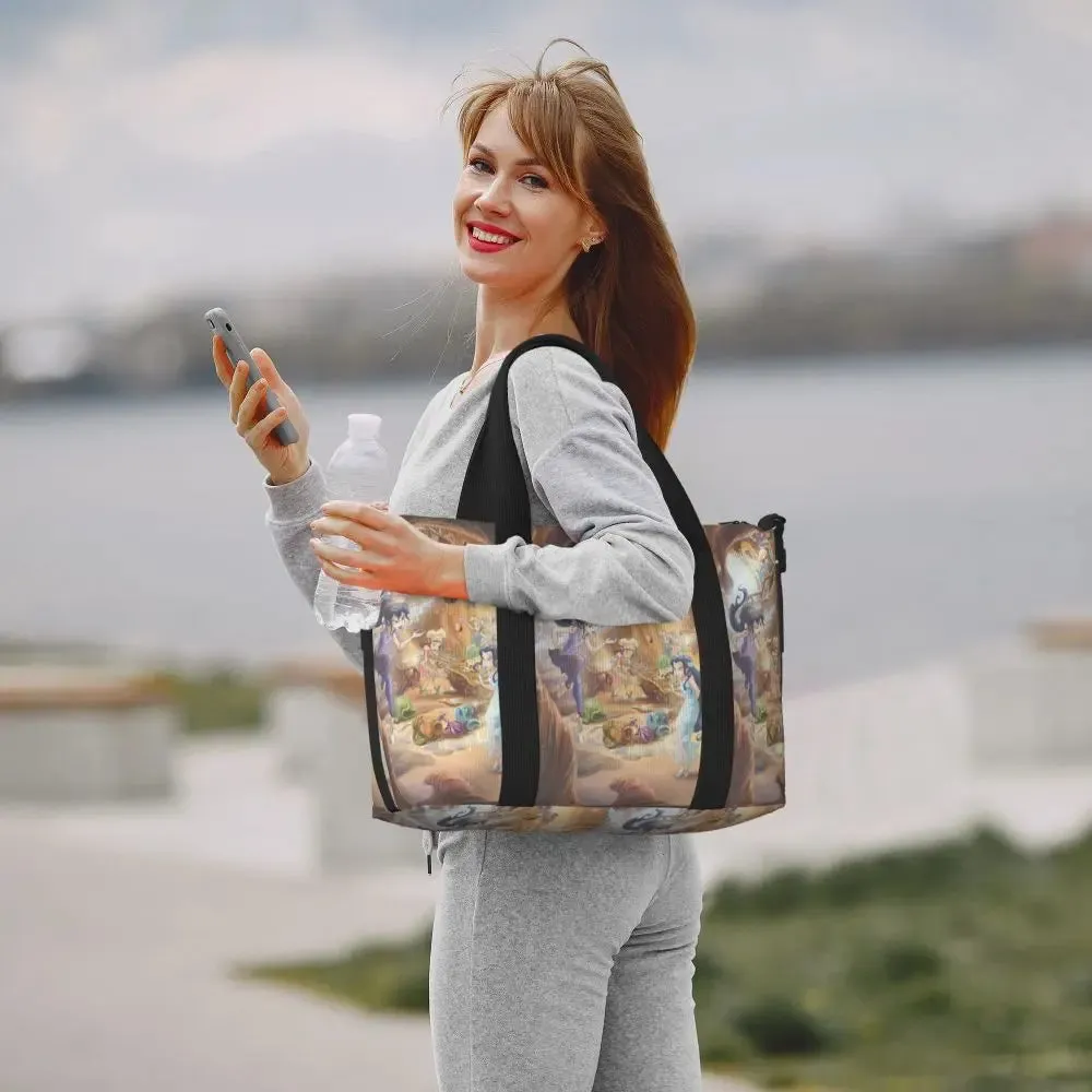 Custom Tinker Bell Stitch Wallpaper Tote Bag Women Large Capacity Beach Gym Travel Bags