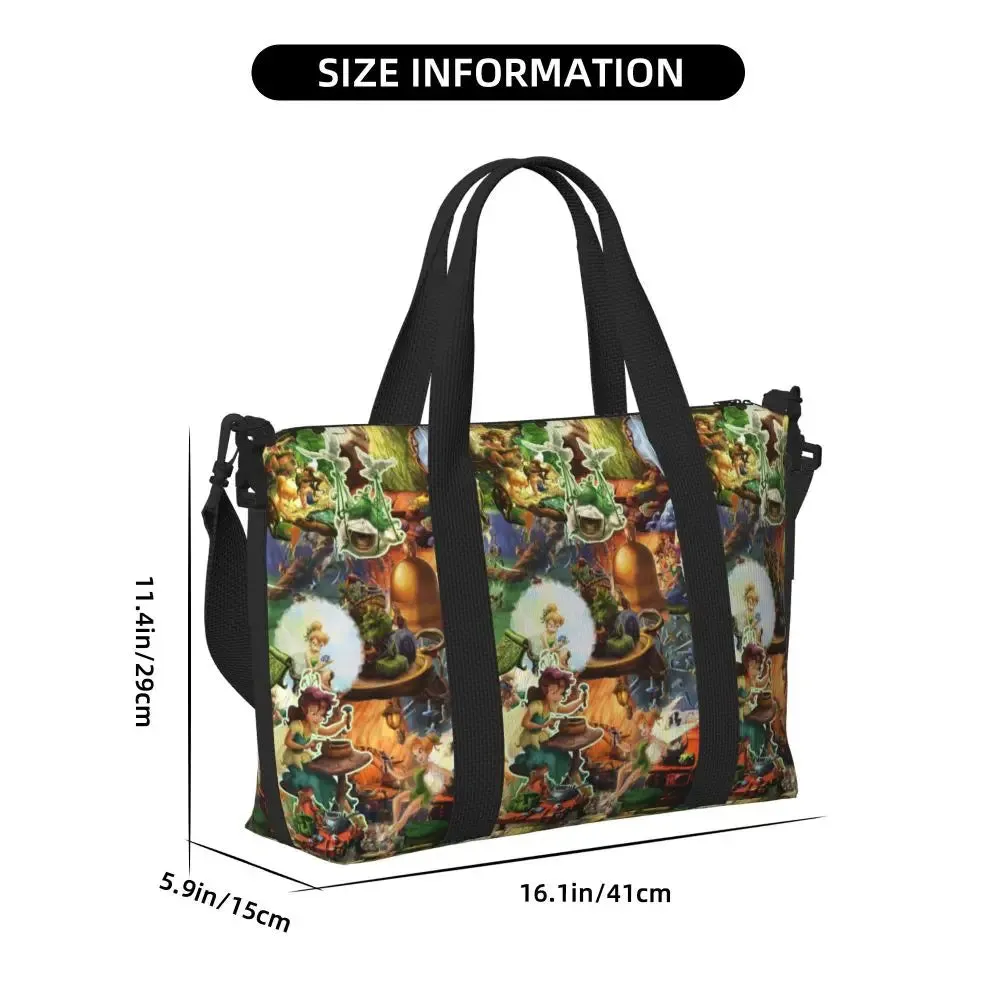 Custom Tinker Bell Stitch Wallpaper Tote Bag Women Large Capacity Beach Gym Travel Bags