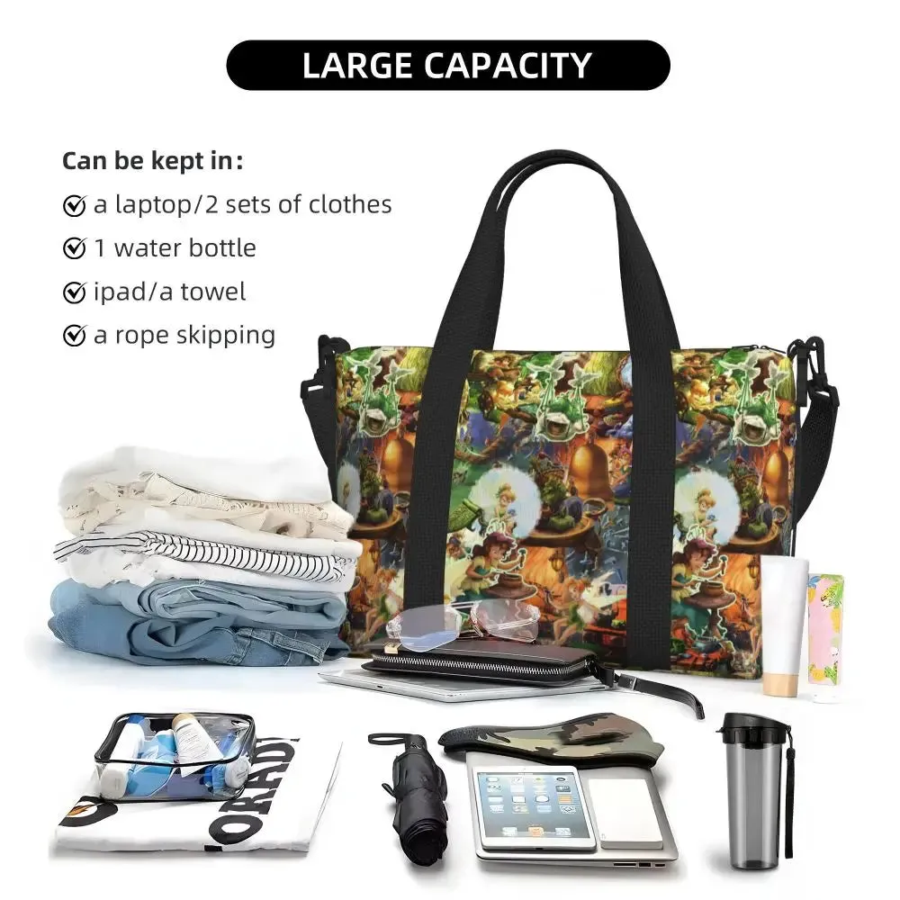 Custom Tinker Bell Stitch Wallpaper Tote Bag Women Large Capacity Beach Gym Travel Bags