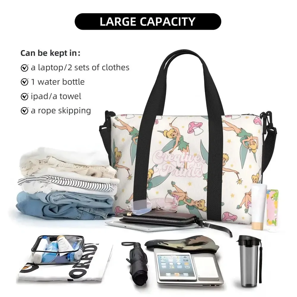 Custom Tinker Bell Stitch Wallpaper Tote Bag Women Large Capacity Beach Gym Travel Bags