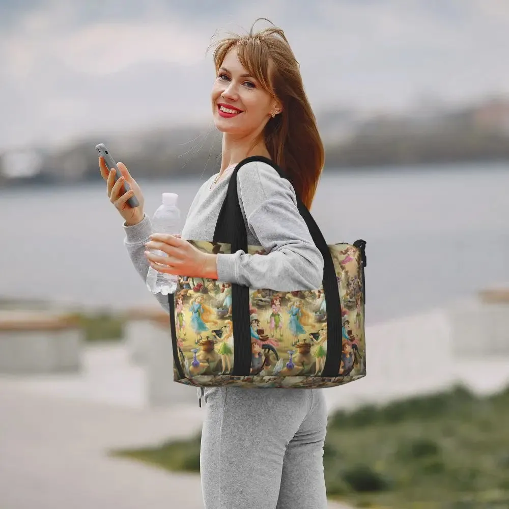 Custom Tinker Bell Stitch Wallpaper Tote Bag Women Large Capacity Beach Gym Travel Bags