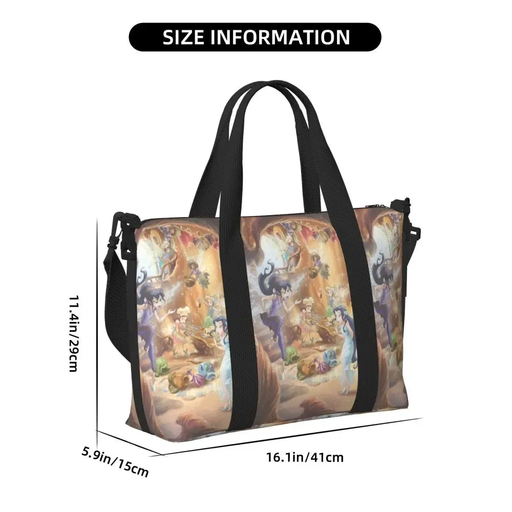 Custom Tinker Bell Stitch Wallpaper Tote Bag Women Large Capacity Beach Gym Travel Bags