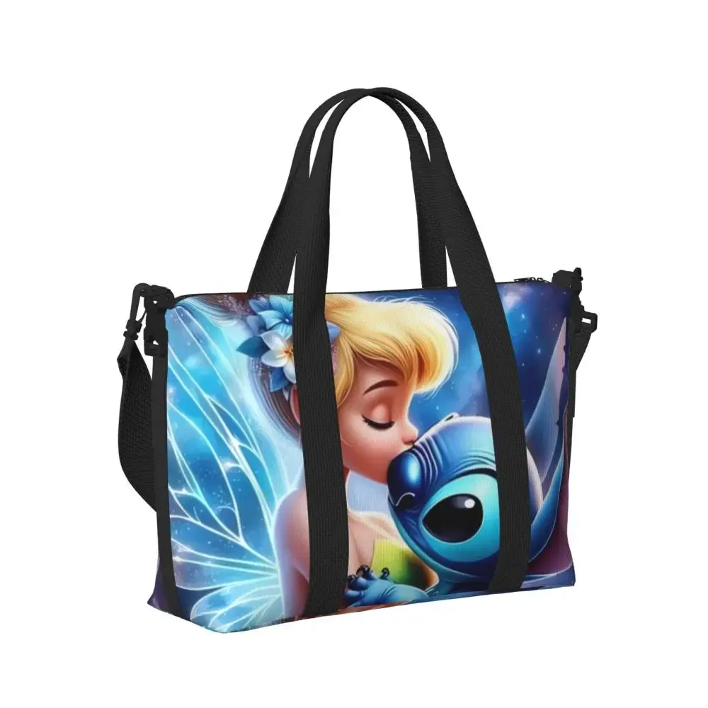 Custom Tinker Bell Stitch Wallpaper Tote Bag Women Large Capacity Beach Gym Travel Bags