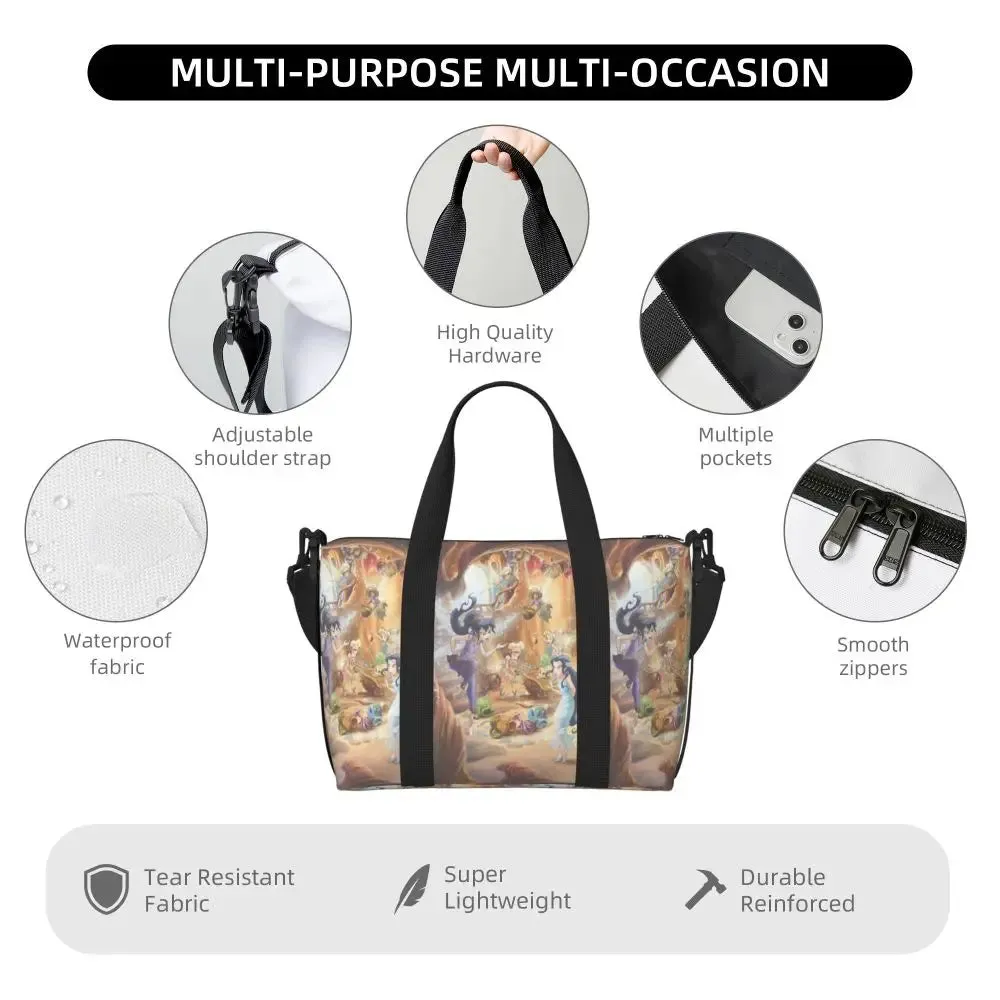 Custom Tinker Bell Stitch Wallpaper Tote Bag Women Large Capacity Beach Gym Travel Bags