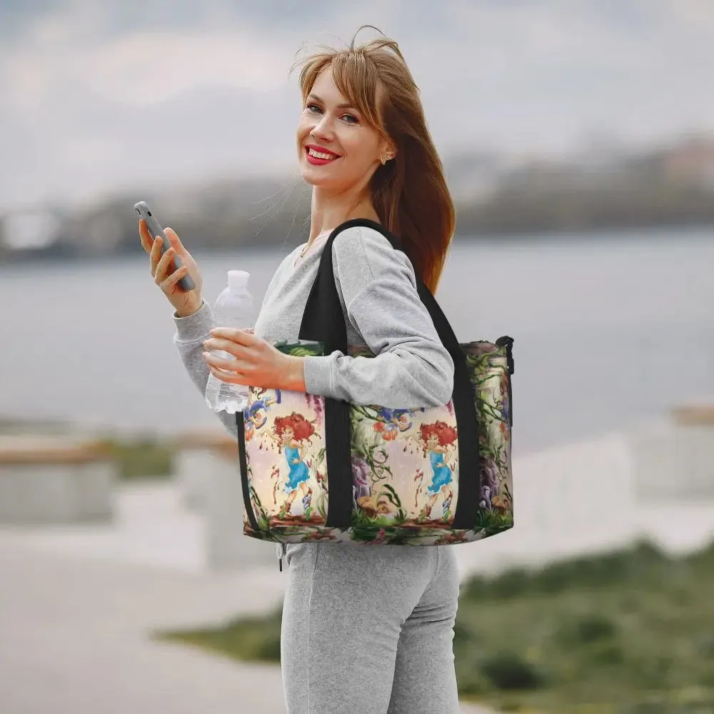 Custom Tinker Bell Stitch Wallpaper Tote Bag Women Large Capacity Beach Gym Travel Bags