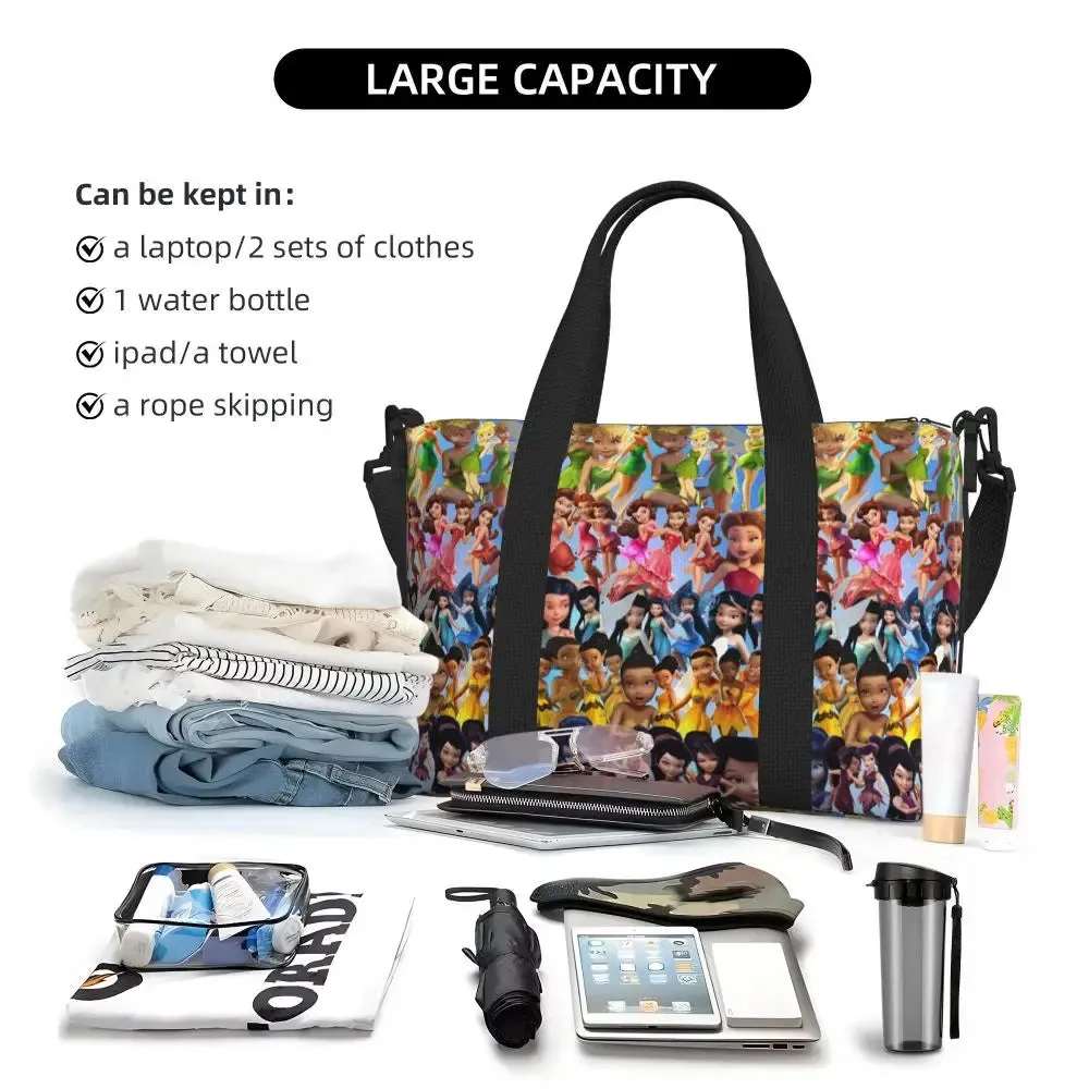 Custom Tinker Bell Stitch Wallpaper Tote Bag Women Large Capacity Beach Gym Travel Bags
