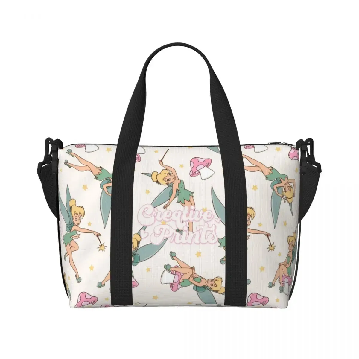 Custom Tinker Bell Stitch Wallpaper Tote Bag Women Large Capacity Beach Gym Travel Bags