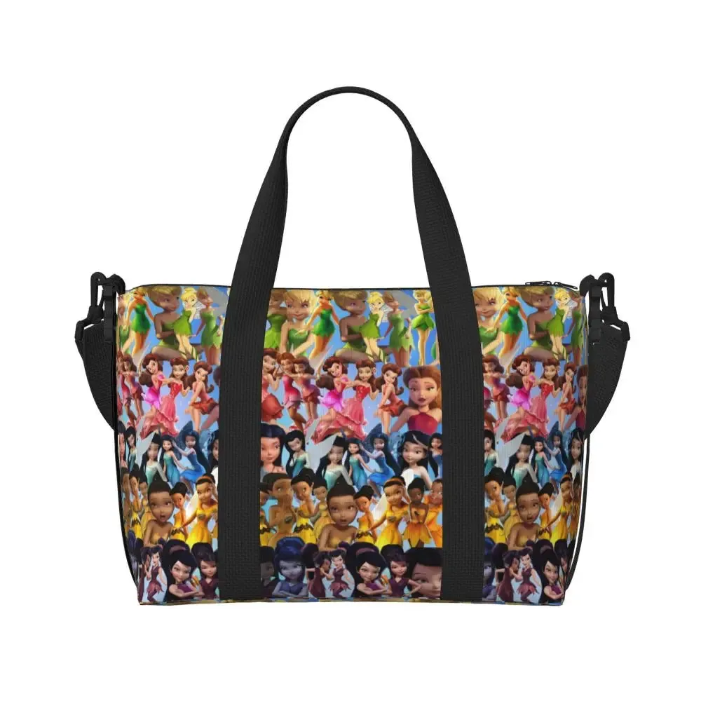 Custom Tinker Bell Stitch Wallpaper Tote Bag Women Large Capacity Beach Gym Travel Bags