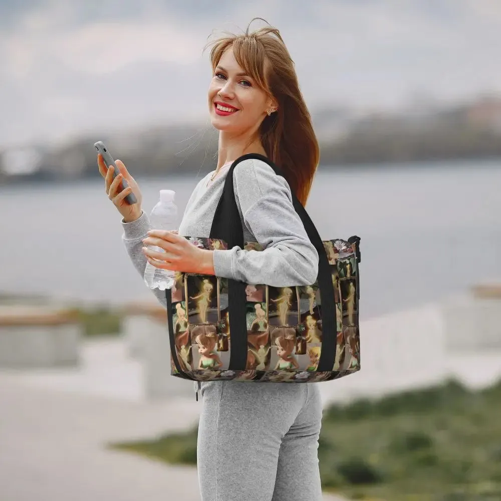 Custom Tinker Bell Stitch Wallpaper Tote Bag Women Large Capacity Beach Gym Travel Bags