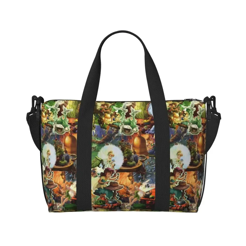 Custom Tinker Bell Stitch Wallpaper Tote Bag Women Large Capacity Beach Gym Travel Bags