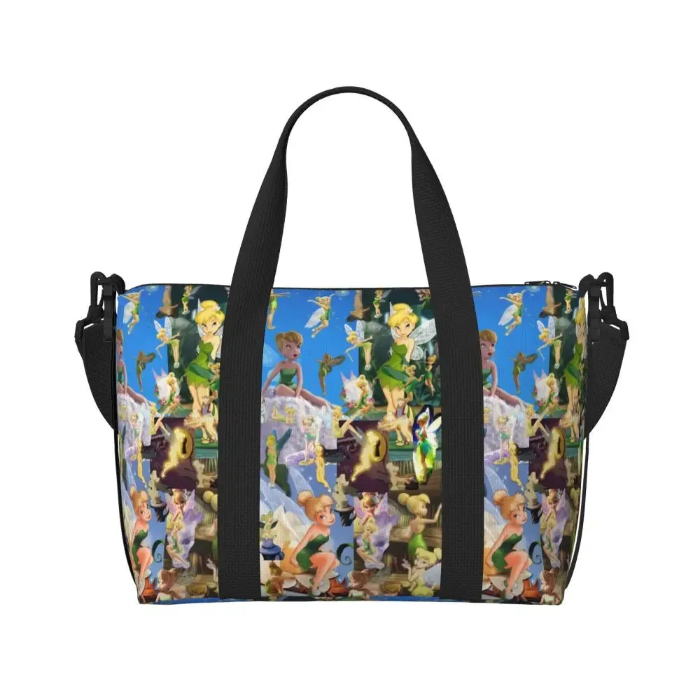 Custom Tinker Bell Stitch Wallpaper Tote Bag Women Large Capacity Beach Gym Travel Bags