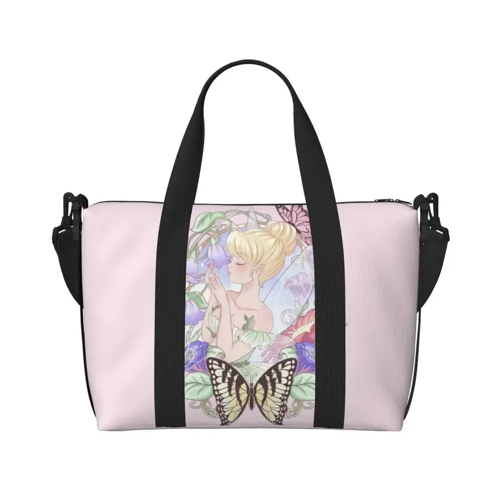 Custom Tinker Bell Stitch Wallpaper Tote Bag Women Large Capacity Beach Gym Travel Bags
