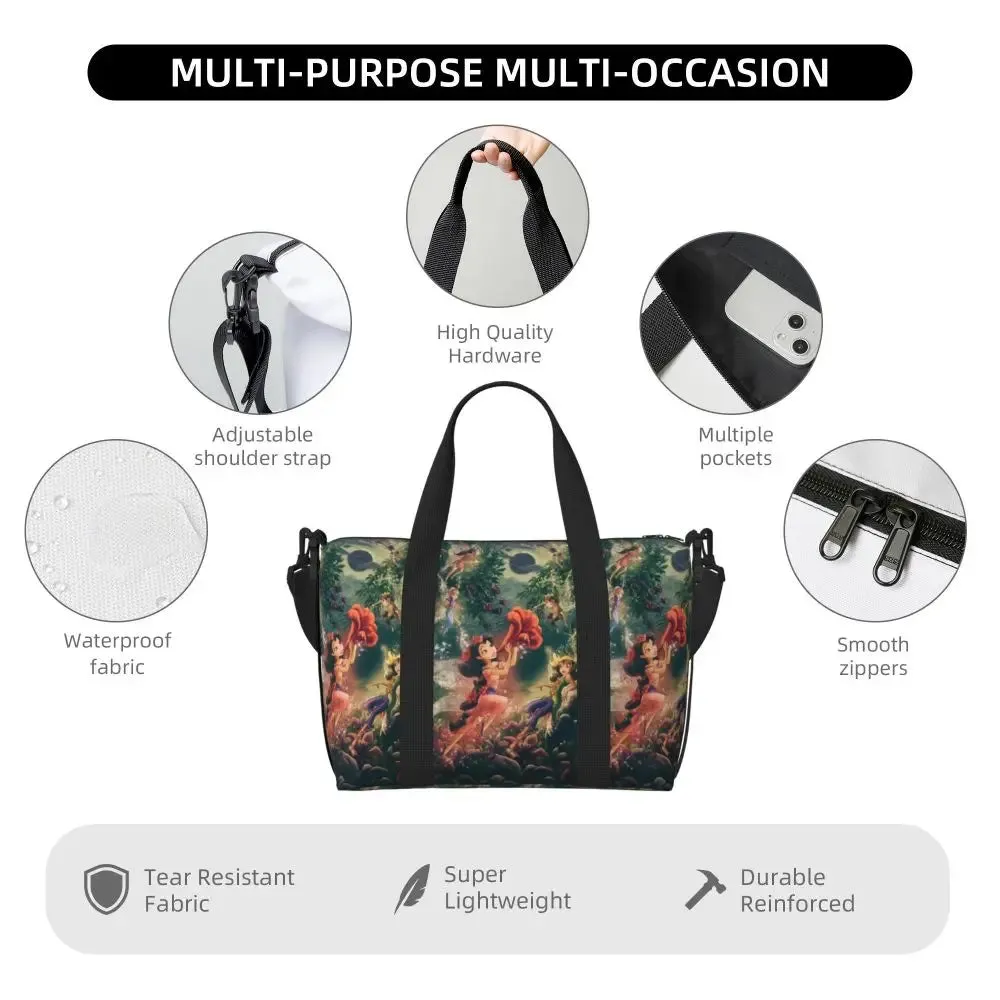Custom Tinker Bell Stitch Wallpaper Tote Bag Women Large Capacity Beach Gym Travel Bags