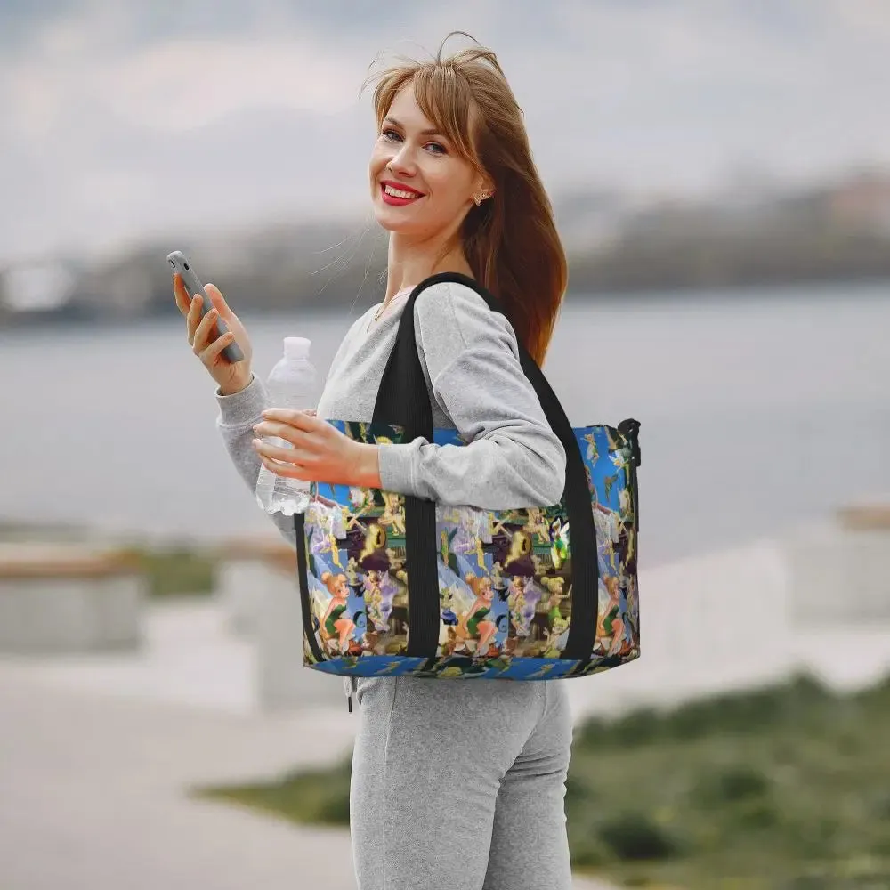 Custom Tinker Bell Stitch Wallpaper Tote Bag Women Large Capacity Beach Gym Travel Bags