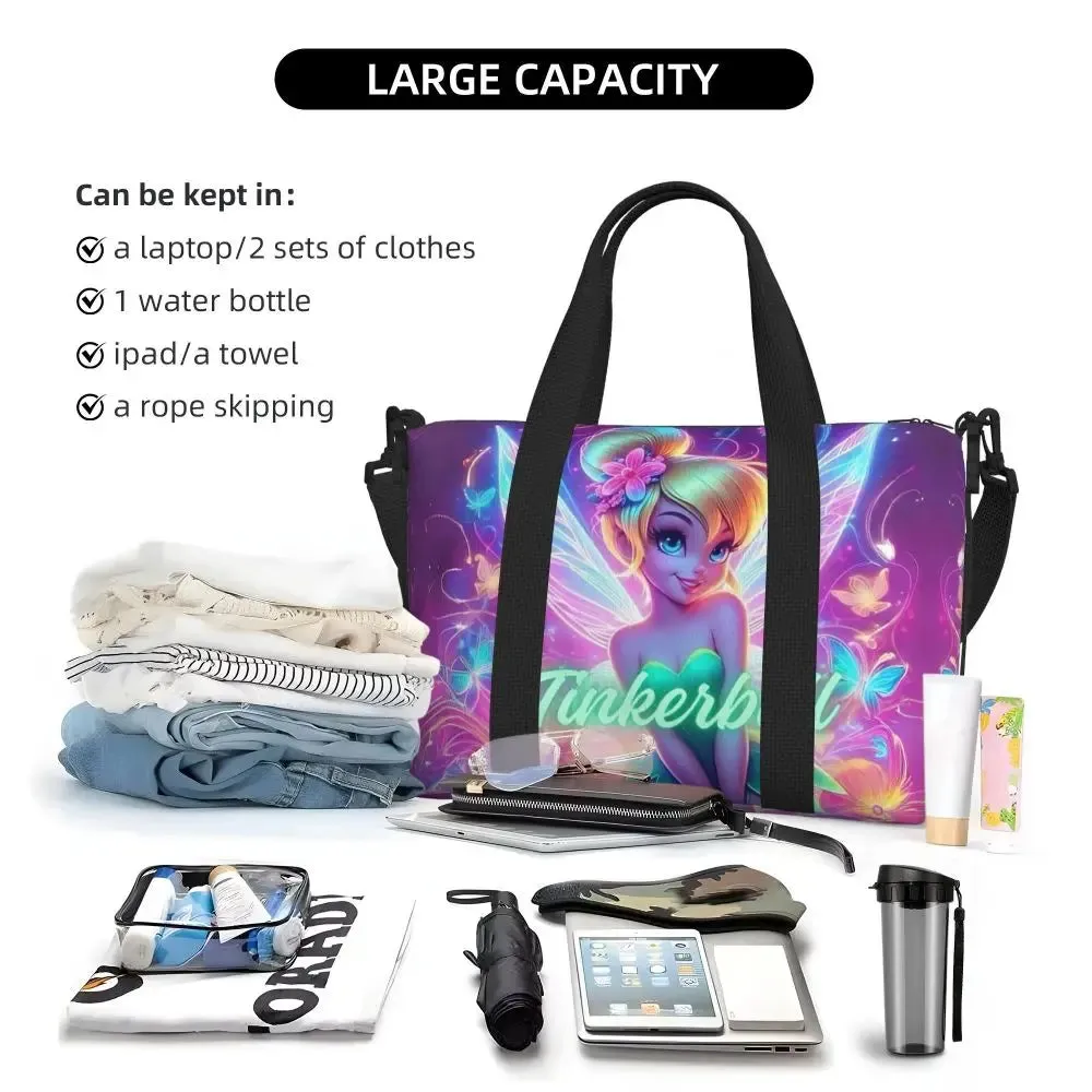 Custom Tinker Bell Stitch Wallpaper Tote Bag Women Large Capacity Beach Gym Travel Bags