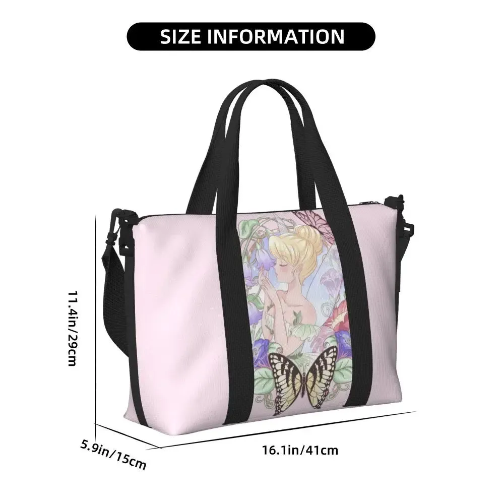 Custom Tinker Bell Stitch Wallpaper Tote Bag Women Large Capacity Beach Gym Travel Bags