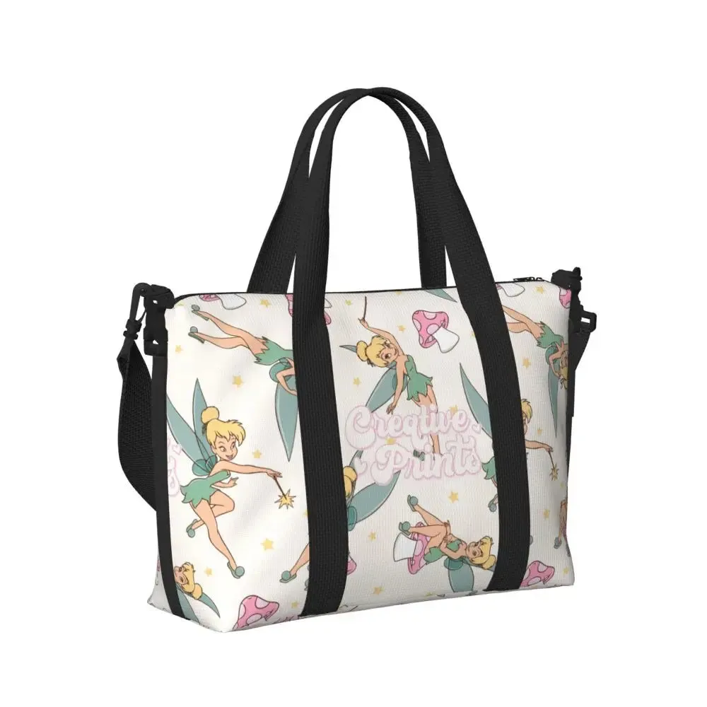 Custom Tinker Bell Stitch Wallpaper Tote Bag Women Large Capacity Beach Gym Travel Bags