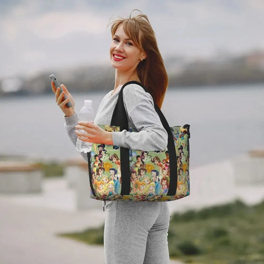 Custom Tinker Bell Stitch Wallpaper Tote Bag Women Large Capacity Beach Gym Travel Bags