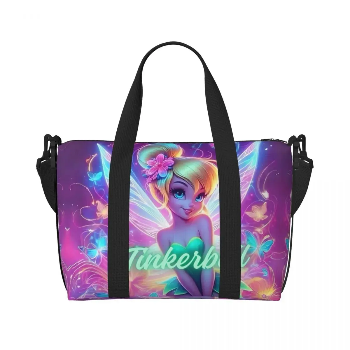Custom Tinker Bell Stitch Wallpaper Tote Bag Women Large Capacity Beach Gym Travel Bags