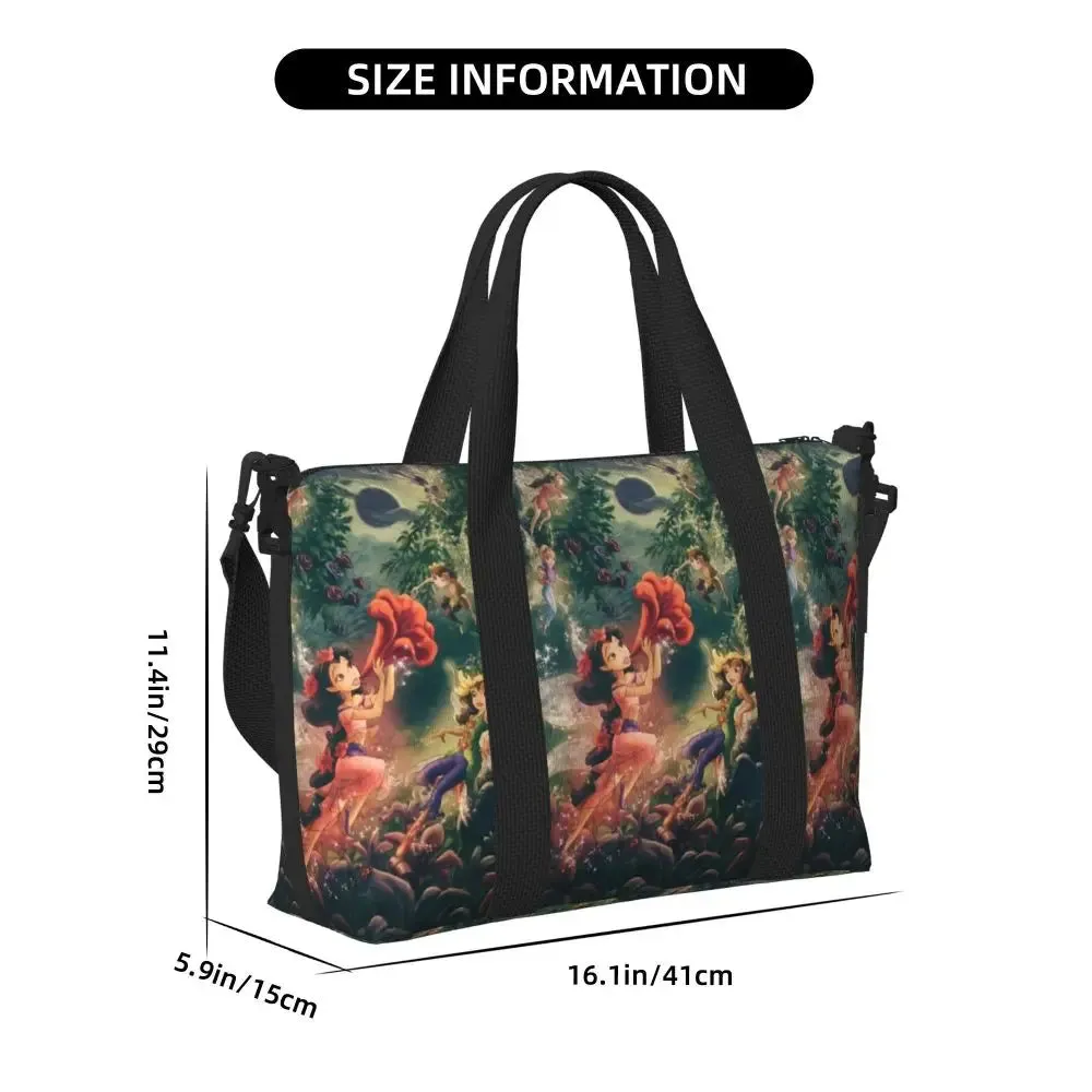 Custom Tinker Bell Stitch Wallpaper Tote Bag Women Large Capacity Beach Gym Travel Bags
