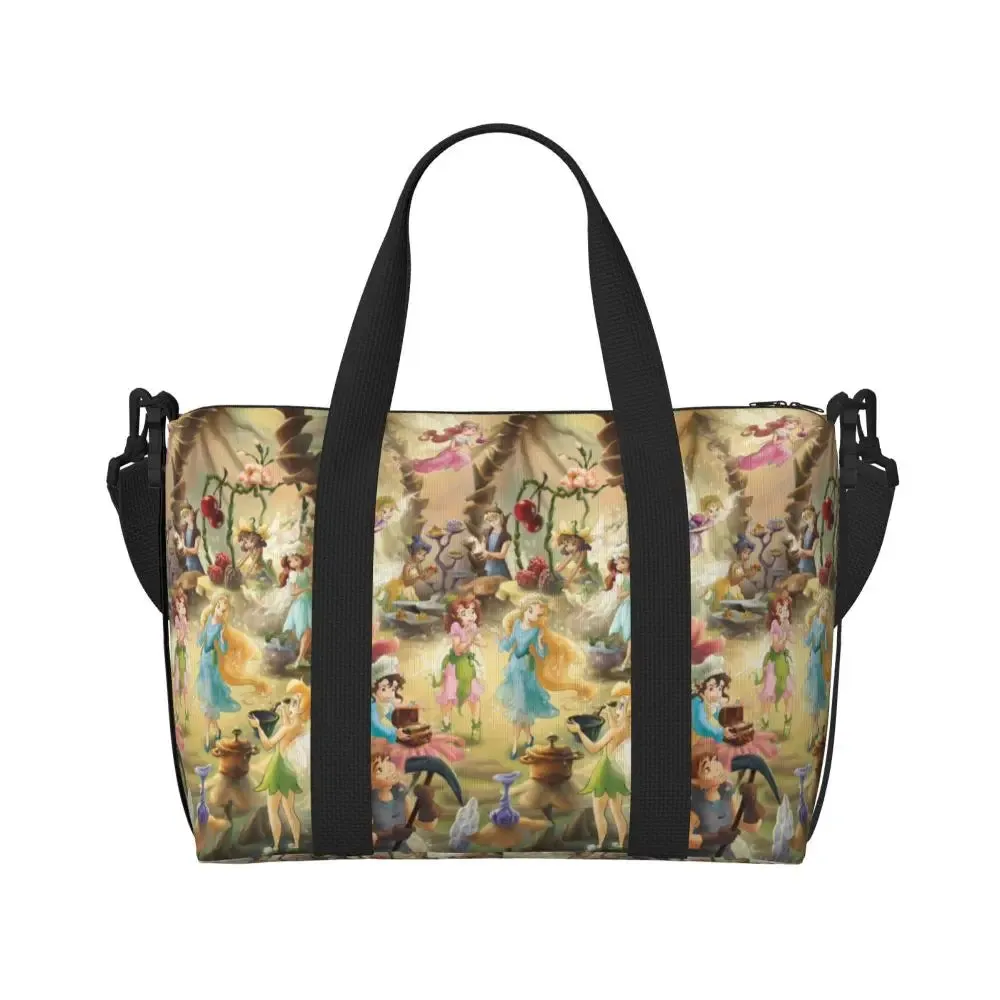 Custom Tinker Bell Stitch Wallpaper Tote Bag Women Large Capacity Beach Gym Travel Bags