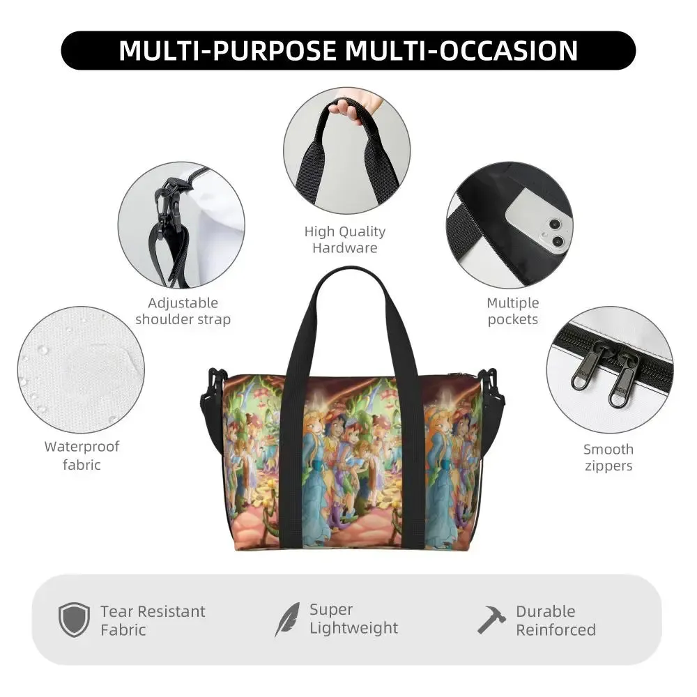 Custom Tinker Bell Stitch Wallpaper Tote Bag Women Large Capacity Beach Gym Travel Bags