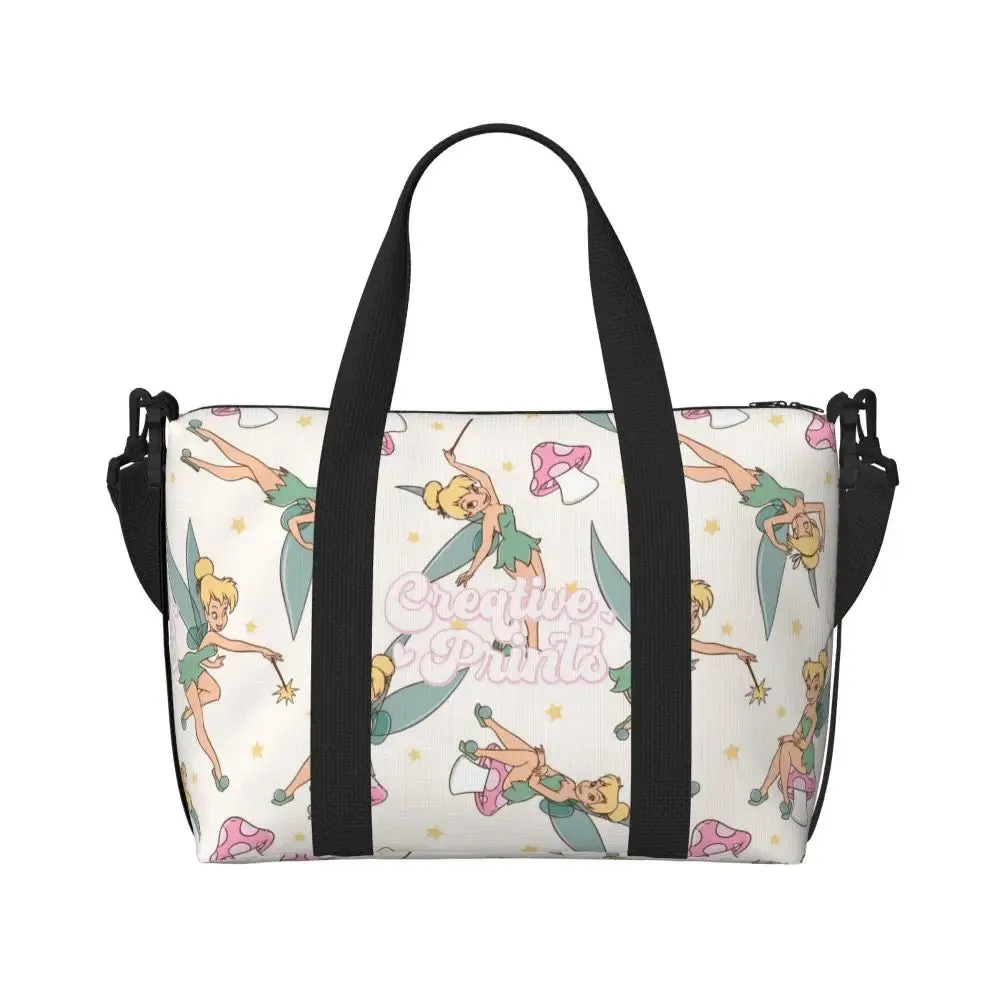 Custom Tinker Bell Stitch Wallpaper Tote Bag Women Large Capacity Beach Gym Travel Bags
