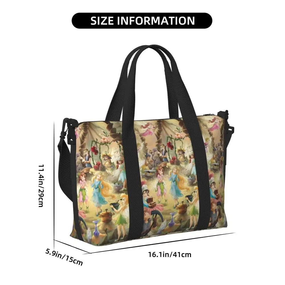 Custom Tinker Bell Stitch Wallpaper Tote Bag Women Large Capacity Beach Gym Travel Bags