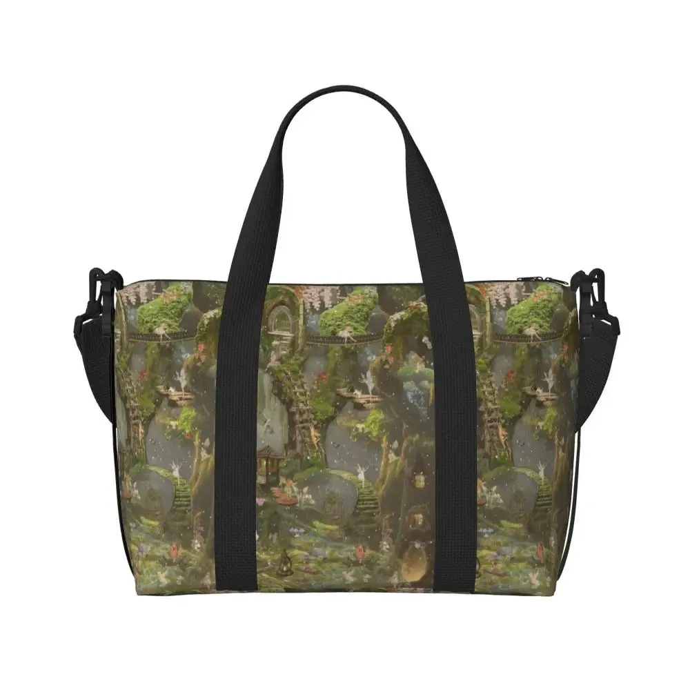 Custom Tinker Bell Stitch Wallpaper Tote Bag Women Large Capacity Beach Gym Travel Bags