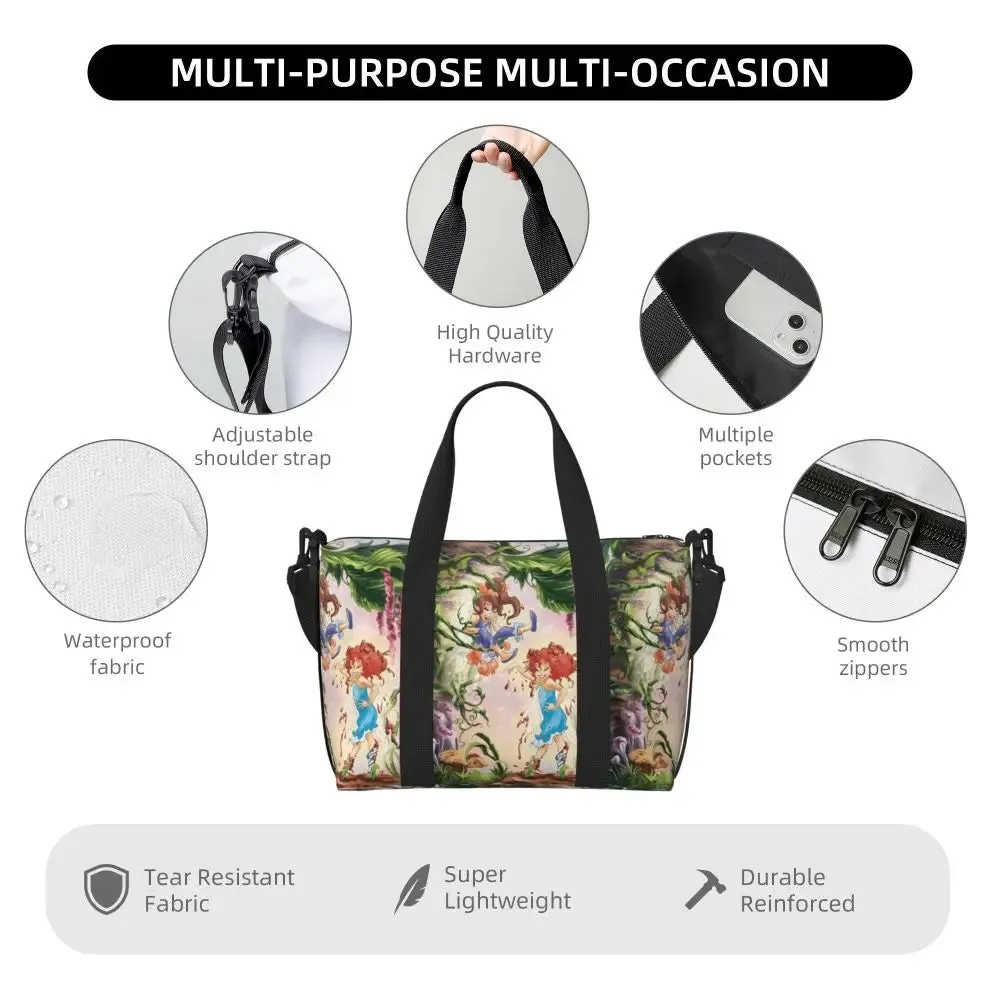 Custom Tinker Bell Stitch Wallpaper Tote Bag Women Large Capacity Beach Gym Travel Bags