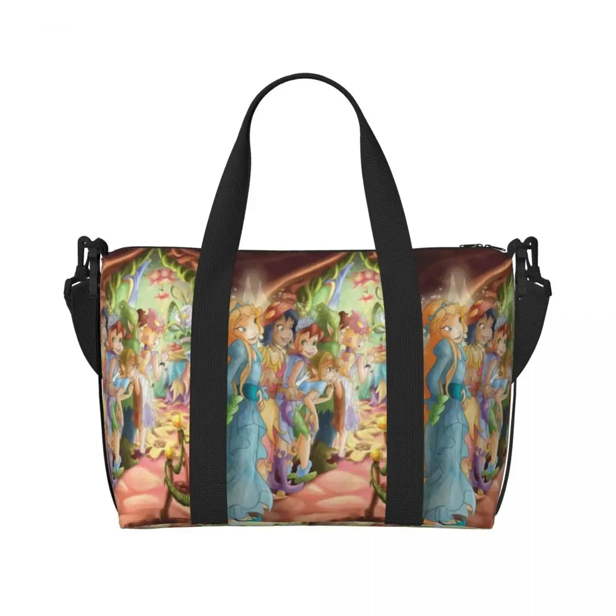 Custom Tinker Bell Stitch Wallpaper Tote Bag Women Large Capacity Beach Gym Travel Bags