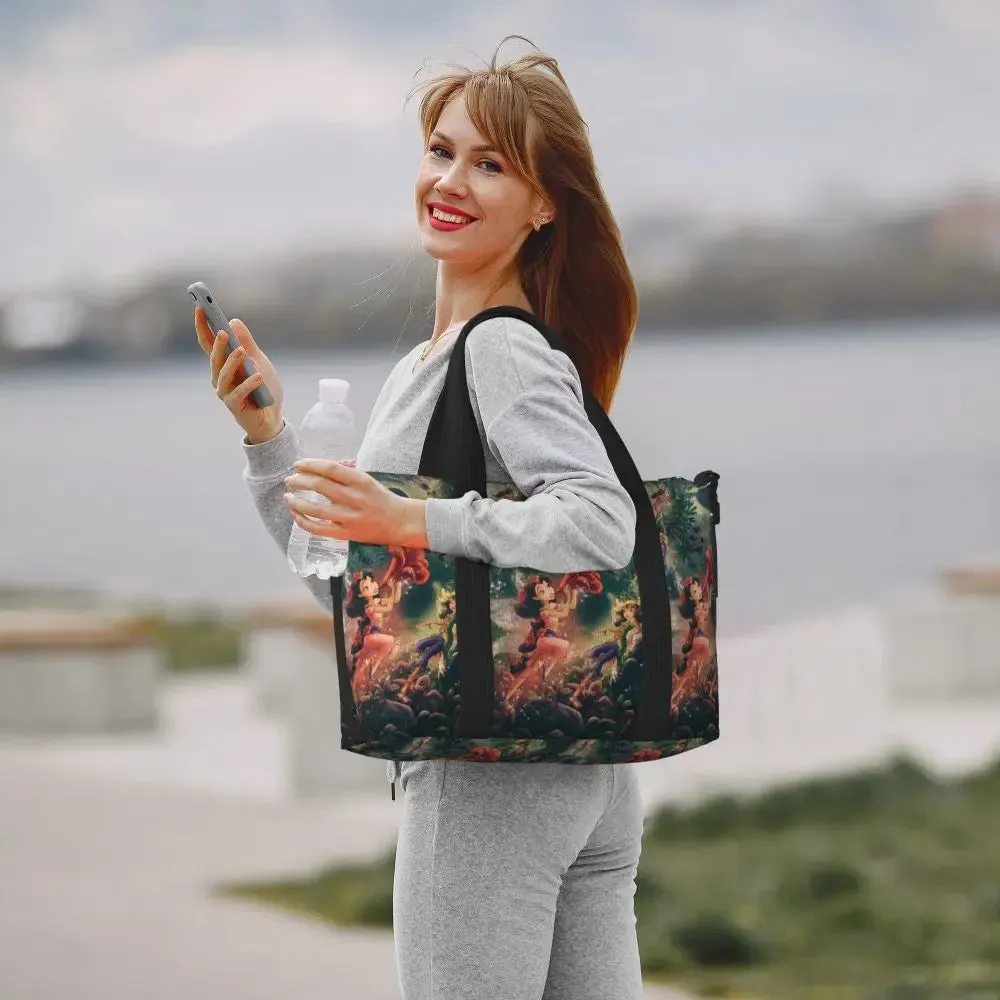 Custom Tinker Bell Stitch Wallpaper Tote Bag Women Large Capacity Beach Gym Travel Bags