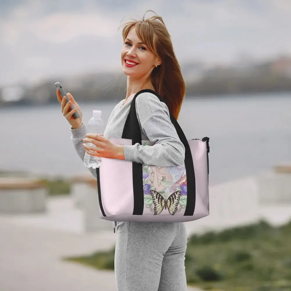 Custom Tinker Bell Stitch Wallpaper Tote Bag Women Large Capacity Beach Gym Travel Bags