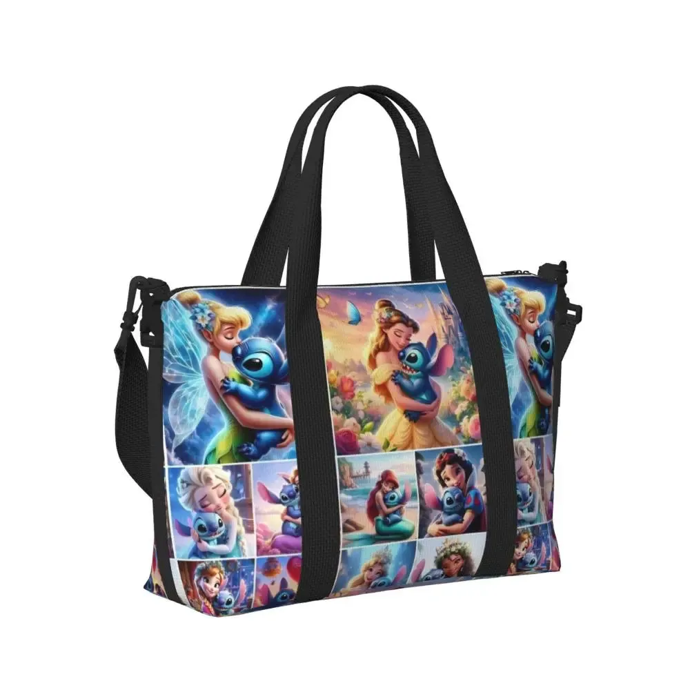 Custom Tinker Bell Stitch Wallpaper Tote Bag Women Large Capacity Beach Gym Travel Bags