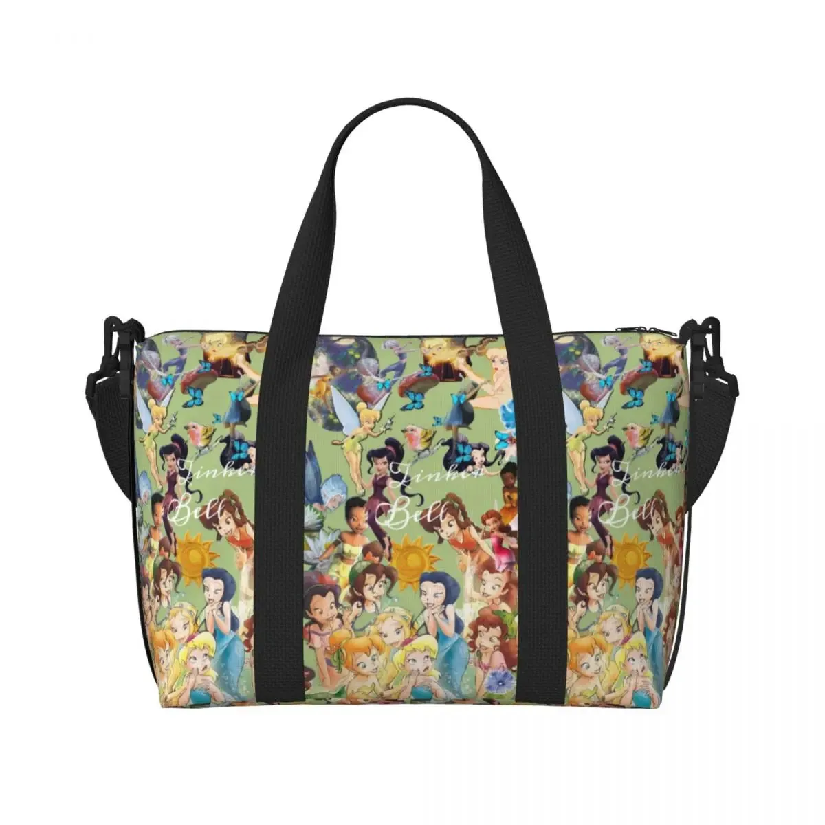 Custom Tinker Bell Stitch Wallpaper Tote Bag Women Large Capacity Beach Gym Travel Bags
