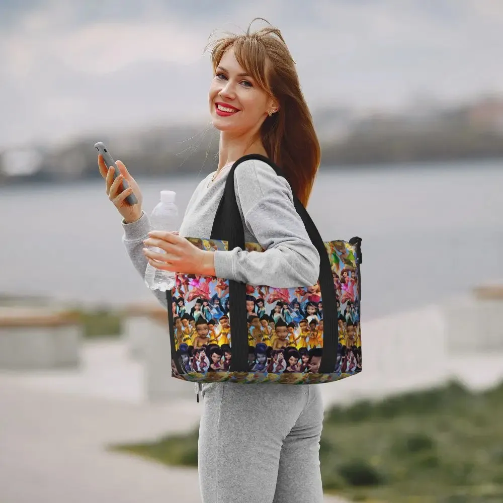 Custom Tinker Bell Stitch Wallpaper Tote Bag Women Large Capacity Beach Gym Travel Bags