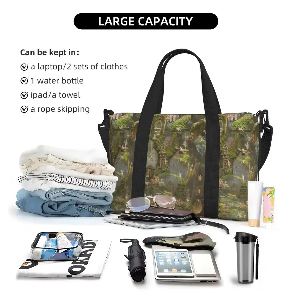 Custom Tinker Bell Stitch Wallpaper Tote Bag Women Large Capacity Beach Gym Travel Bags