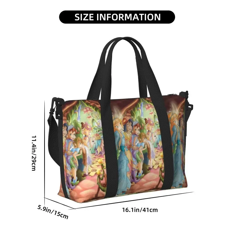 Custom Tinker Bell Stitch Wallpaper Tote Bag Women Large Capacity Beach Gym Travel Bags