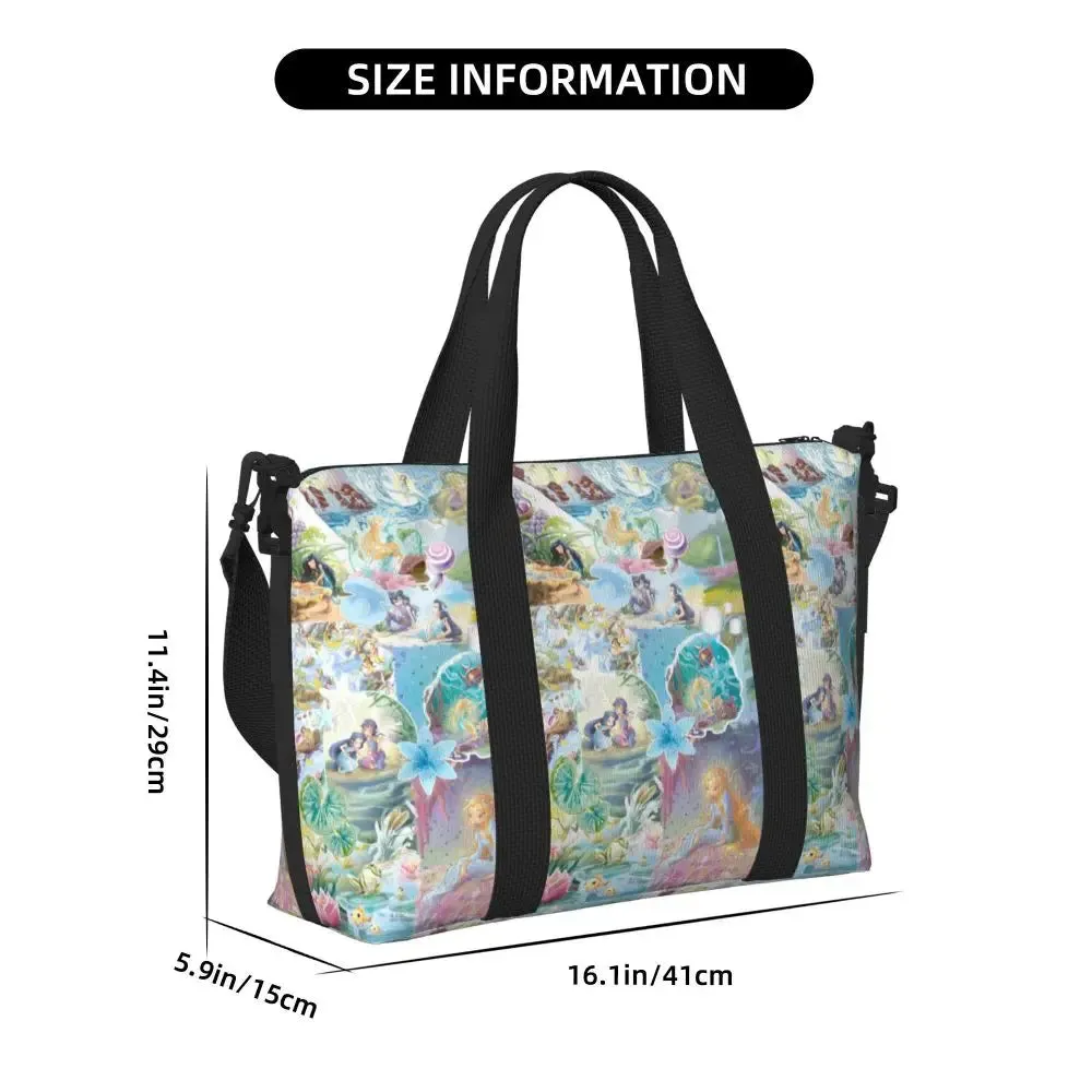 Custom Tinker Bell Stitch Wallpaper Tote Bag Women Large Capacity Beach Gym Travel Bags