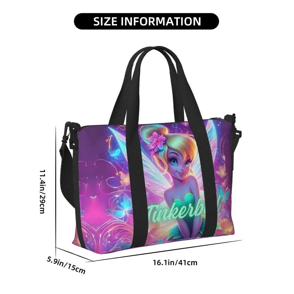 Custom Tinker Bell Stitch Wallpaper Tote Bag Women Large Capacity Beach Gym Travel Bags